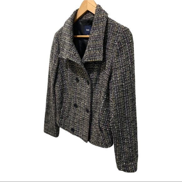 GAP MULTI-COLORED TWEED WOOL BLEND LS FULL BUTTON FRONT BLAZER JACKET SIZE SMALL - Picture 6 of 16